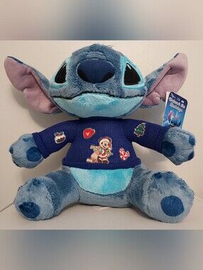 Disney Stitch Plush Toy in Blue - Holiday Sweater